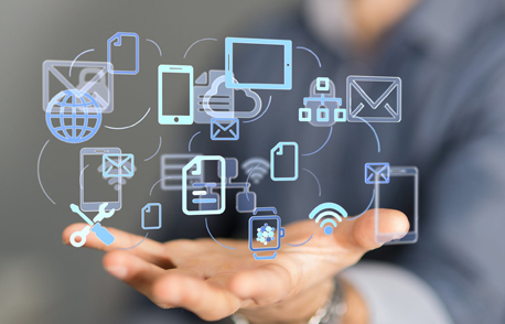 Illustration showing changing digital marketing trends with charts and growth arrows